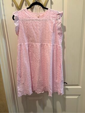 Pink Lily Light Pink Eyelet Mini Dress